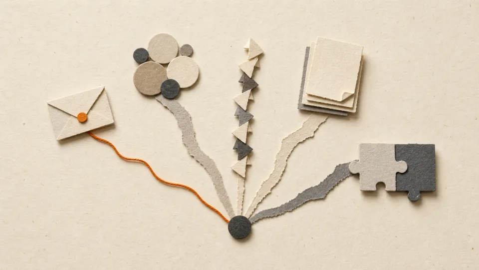 Five tactile paths representing outreach, community, product loops, content, and partnerships